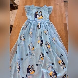 Girls' Bluey Dress-Up NightGown - Blue M (8) Short Sleeve, Crew Neck NWOT